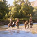 Tom Browning, On the Banks of the Little Bighorn, oil, 30 x 47.