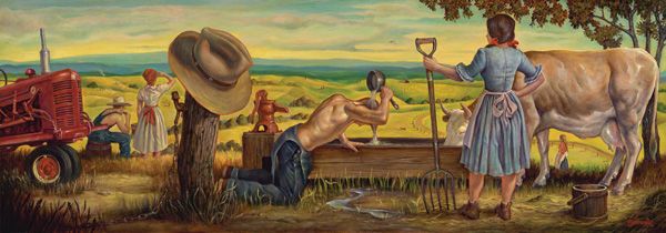 Danny Galieote, Afternoon Pastoral, oil, 15 x 43. 