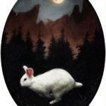 Rebecca Luncan, Moon Rabbit, oil, 4 x 3.