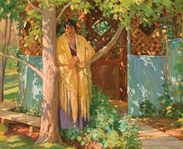 Joseph Henry Sharp, Untitled (Pueblo Woman), oil, 16 x 20. Estimate: $50,000-$60,000.