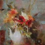 Laura Robb, Bouquet With Poppies, oil, 12 x 8.