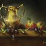 Kelley Goldsmith, Brass & Apples, oil, 12 x 16.