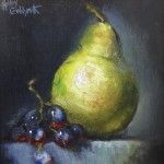 Kelley Goldsmith, Grapes & Pears, oil, 6 x 6.