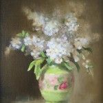Kelley Goldsmith, White Flowers & Green Vase, oil, 10 x 8.
