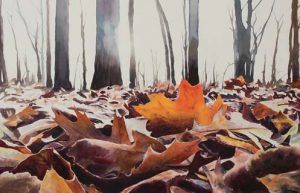 Denise Willing-Booher, Backlit Leaves, watercolor, 25 x 38.