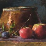 Pamela C. Newell, Copper and Apples, oil, 11 x 14.