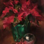 Pamela Newell, Red Poinsettia, oil, 14 x 11.