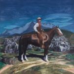 Bryan Haynes, Longhorn Nocturne, acrylic, 24 x 24.