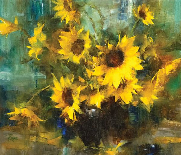 Laura Robb, Taos Wildflowers, oil, 12 x 14. 