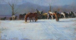 Wanda Choate, The Christmas Offering, oil, 20 x 35.