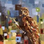 Britt Freda, Layers: Spotted Owl, acrylic, 30 x 24.