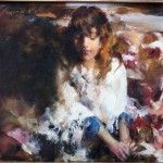 Ramon Kelley, Girl With Shawl, oil, 9 x 12.