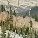 Leon Loughridge, March Snow, woodblock print, 22 x 14.