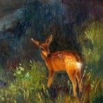 Christina Orlikowski, Little Mule Deer, oil, 9 x 12.