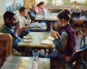 Desmond O’Hagan, Midday Coffee, St. Marks, pastel, 16 x 20.