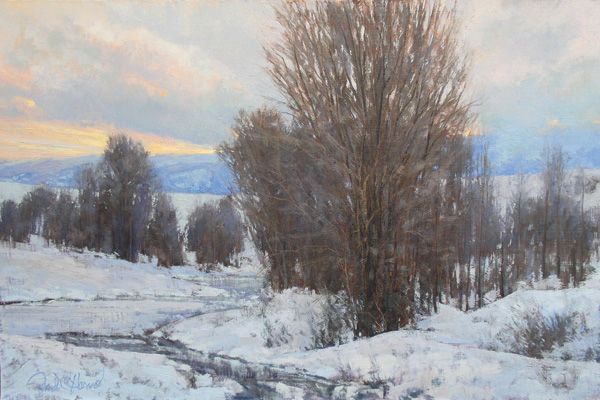 David Harms, Early Morning Winter, oil, 24 x 36.