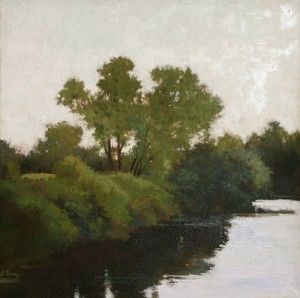 Shanna Kunz, The River's Edge, oil, 20 x 20.
