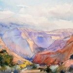 Marsha Owen, Canyon Trail Afternoon, watercolor, 7 x 12.