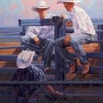 Jim Connelly, Shootin’ the Breeze, oil, 12 x 16.