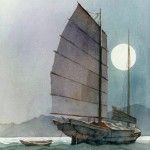 Robert Gantt Steele, Chinese Boat, watercolor, 10 x 8.