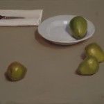 Sarah Freeman | Still Life With Pears, oil, 16 x 20.
