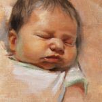 Anna Rose Bain, Everett at 1 Week Old, oil, 6 x 4.