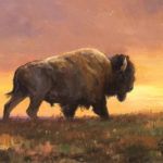 Ken Carlson, Prairie Sunset, oil, 7 x 9.