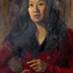 Jing Zhao, Self-Portrait, oil, 20 x 16.