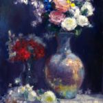 Ryan Jensen, Two Vases in Dark Room, oil, 40 x 30.