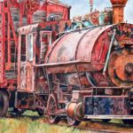 Tricia H. Love, Working the Yard, watercolor, 14 x 20.