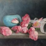 A.C. Lindner, Pink Tulips, oil, 11 x 15.