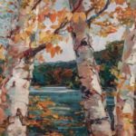 Ellen Jean Diederich, Lakeside Birch, acrylic, 48 x 34.