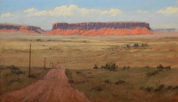 Jeri Salter, Distant Plateaus, pastel, 18 x 30.