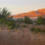 Jeri Salter, Mesquite View at Sunup, pastel, 15 x 30.