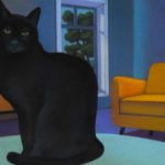 Victoria Taylor-Gore, Shadow Cat, pastel, 10 x 19.