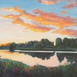 Gwen Meyer Ethelbah, Still Waters, Big Sky, oil, 12 x 18.