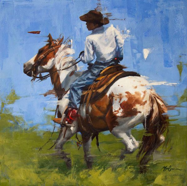 Morgan Cameron, Backcountry Cowhand, oil, 12 x 12.