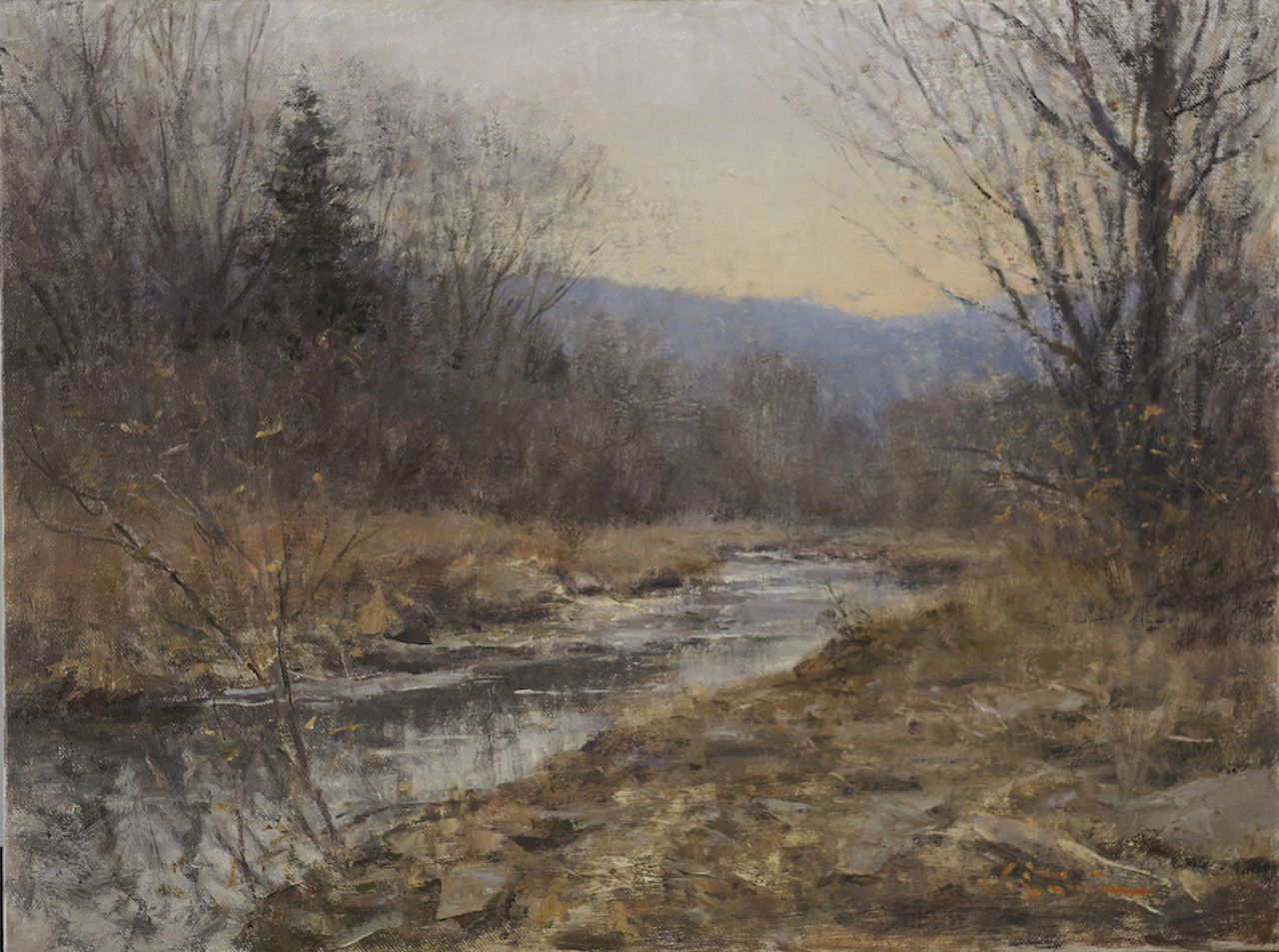 John Encinias, Evening Along Clear Creek, oil, 12 x 16.