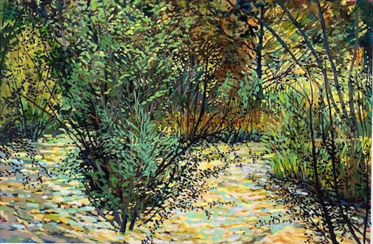 Jane K. Starks, Pot Creek, gouache, 27 x 41.