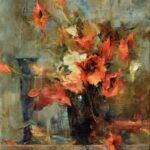 Laura Robb, Orange Poppies, oil, 10 x 8.
