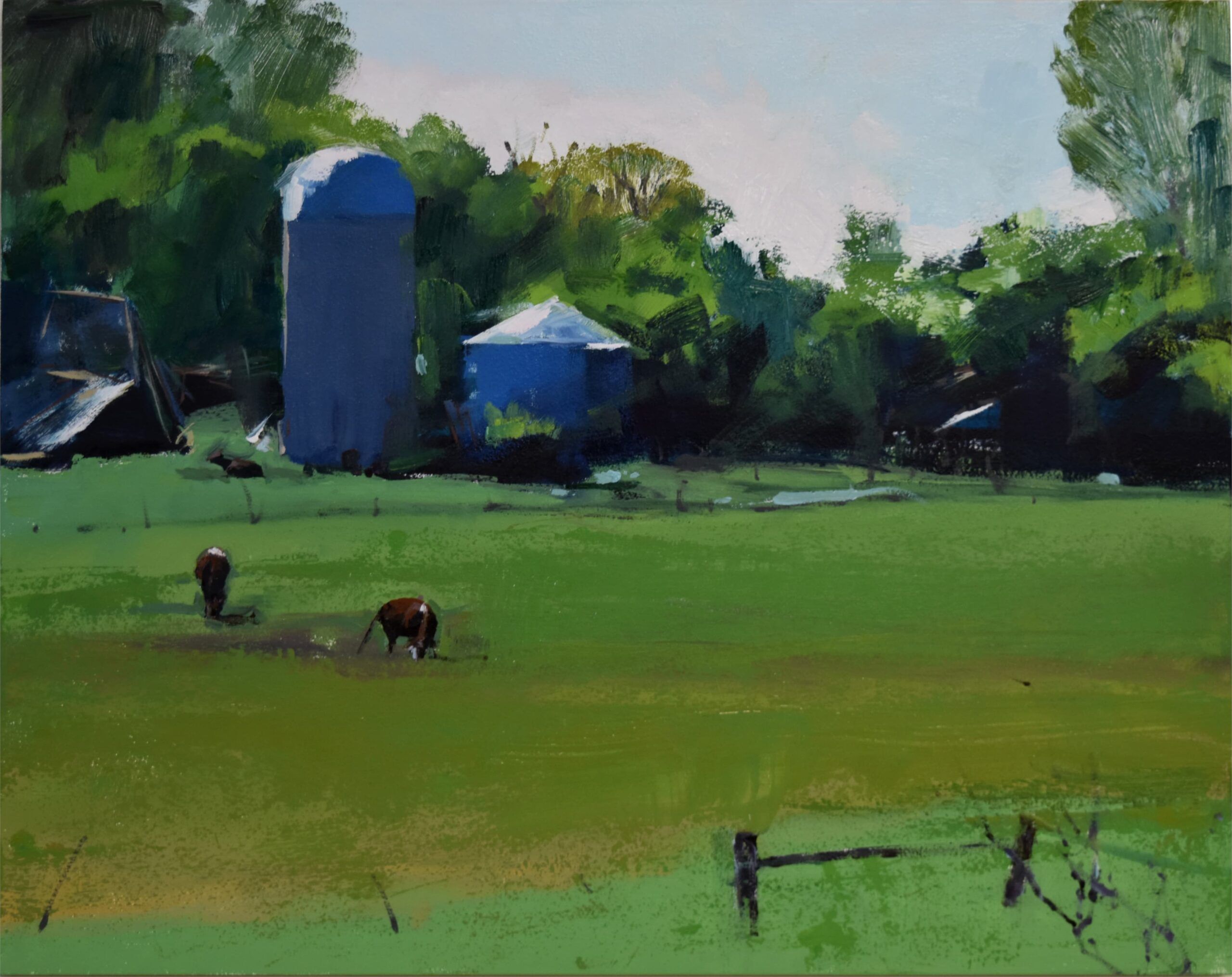 Jessie Rasche, Green Farm, oil, 11 x 14.