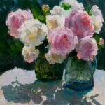 Gregory Packard, Peonies in Sunshine, oil, 20 x 24.