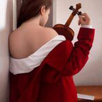 Gustavo Ramos, Woman Tuning a Violin, oil, 24 x 18.