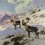 Carl Rungius (1869-1959), Untitled (Caribou on a Snowy Mountain), oil on canvas, 47 x 50. Estimate: $500,000-$700,000.