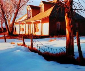 Roger Hayden Johnson, Snow at the Home Place, oil, 30 x 36.