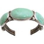 Navajo silver and turquoise bracelet, circa 1920, length 6 inches. Estimate: $600-$800.