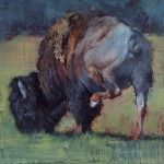 Jill Soukup, Bull Scratch, oil, 9 x 9.