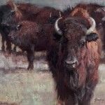 Jill Soukup, Cow Crossing, oil, 32 x 36.