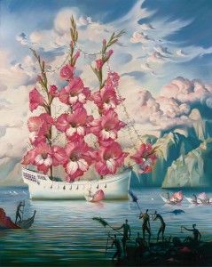 Vladimir Kush, Arrival of the Flower Ship, oil, 39 x 31.