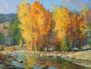 G. Russell Case, Autumn Reflections, oil, 12 x 16.